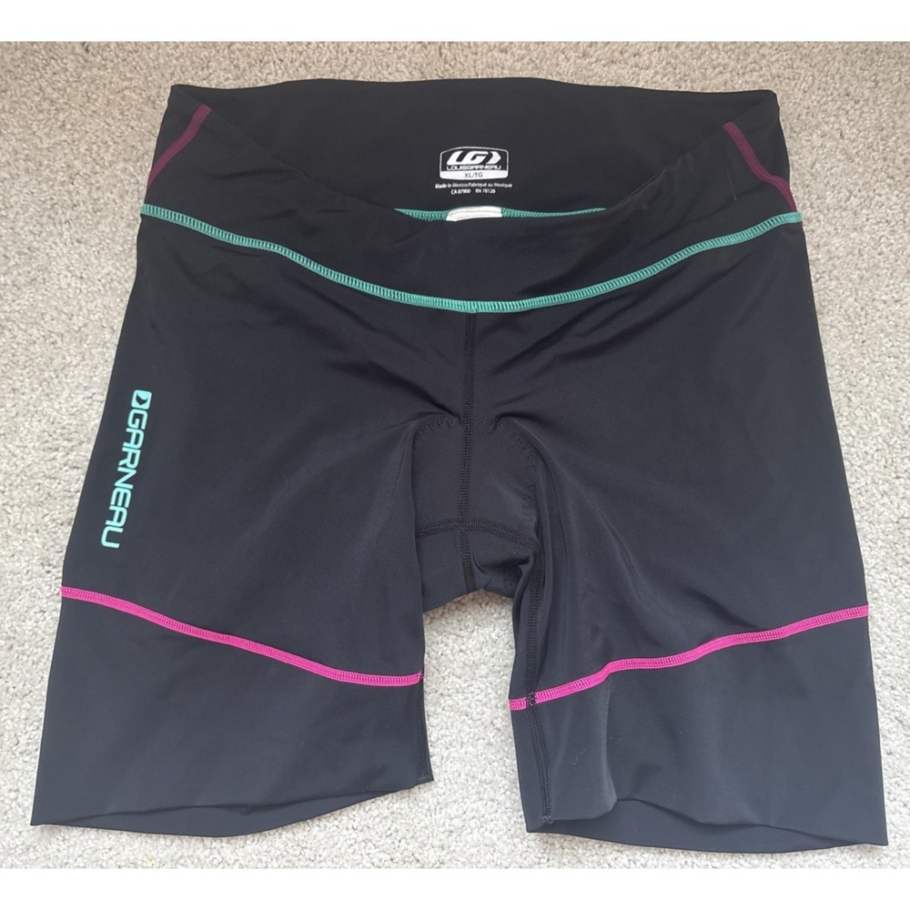 LG Louis Garneau Women's Padded Bicycle Cycling Triathalon Shorts Black Sz XL